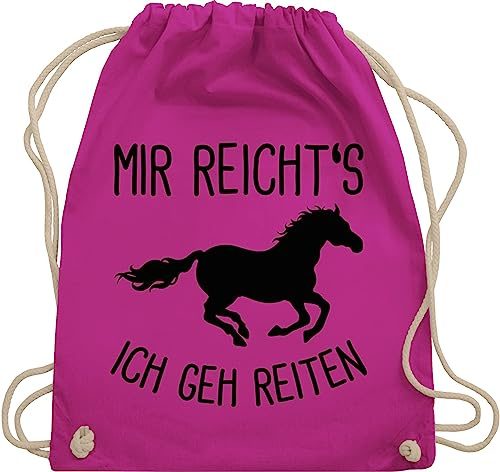 Turnbeutel Rucksack - Pferde und Zubehör - Mir reichts ich geh Reiten mit Pferd I Geschenk Reiter I Pferdemädchen - Unisize - Fuchsia - reiterzubehör reit zubehöhr pferdemotiv horses beutel