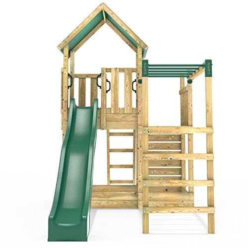 Rebo® Modular Wooden Climbing Frame Adventure Playset - M3 / M4 | OutdoorToys | Kids' Outdoor Wooden Garden Play Equipment, Children's Jungle Gym