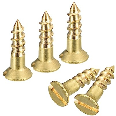 sourcing map 100pcs Laiton Bois Vis M2.5 x 10mm pour Travail Bois Meubles | Fente Emplacement Plat Tête Auto Taraudage Vis Tête Fraisée