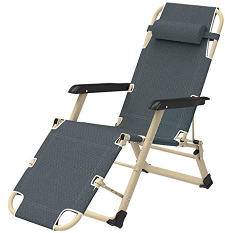 KPERXIS Relaxliege für den Garten und draußen, extra breit, verstellbar, mit blauem Stoff und gepolstertem Kissen für unterwegs/Urlaub/drinnen, Sonnenliege