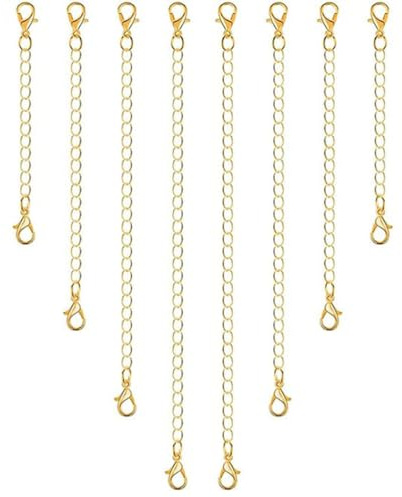 Fc'Noqgn Extensor de Collar de 8 Piezas, 4 Tamaños de Extensores de Cadena para Joyería Collar Pulsera Tobillera (Oro)