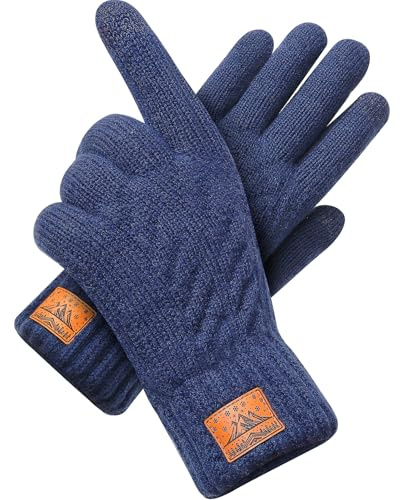 CHENMEI Winter Gloves for Men Women-Warm TouchScreen Cold Weather Gloves,Wool Knit Thermal Adults Gloves for Driving Texting