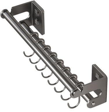 Beowanzk Utensil Hangers with 8 Hooks, Kitchen Utensils Holder, Utensil Holder, Kitchen Rail Pan Hanger with S Hooks for Hanging Knives, Pot and Pan