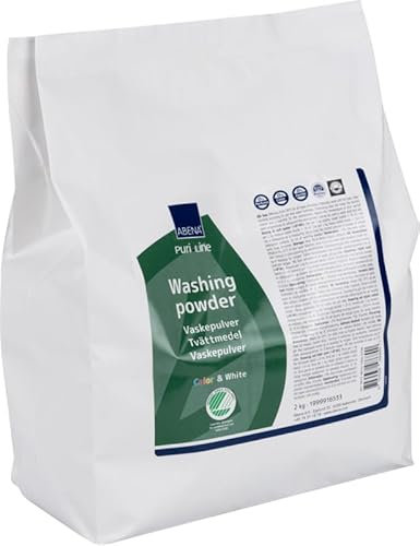 ABENA Washing Powder | 2kg Washing Soap Powder For Clothing | For Whites & Colours - Hypoallergenic Fragrance-Free Detergent For All-Round Use.
