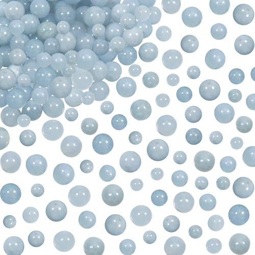 TOAOB 100 Stück Blauer Chalcedon Edelstein Perlen Rund 4 mm bis 8 mm | Lose Perlen zum Auffädeln mit Loch Aquamarin Perlen für Halskette Ohrringe Schmuckherstellung Basteln Auffädeln Steinperlen