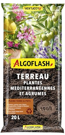 Algoflash Terreau Plantes Méditerranéennes, Agrumes - 20 L, Marron