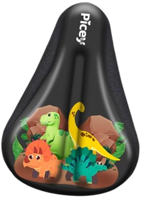 Perfeclan Kids Bike Seat Cushion Cover,Kids Bike Seat Cover,Soft Silicone Saddle Pad,Anti Slip Cycling Accessories Protection, dinosaur