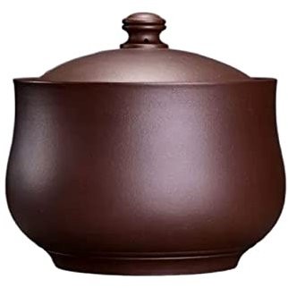 Boîtes à thé Zisha Pot de stockage de thé en vrac, gardez le thé en vrac bien rangé et frais, fait à la main, grands réservoirs de stockage scellés, boîte à thé en porcelaine marron Boite de Rangement