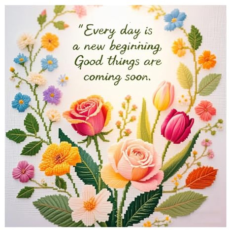 51buyoutgo Punto Croce Kit da Ricamare, Quadri Kit Ricamo Punto Croce Prestampato Completo Stampati 11ct, 30x30 CM Cross Stitch Embroiedery Schemi di Fiore Regalo Set per Decorazione Casa