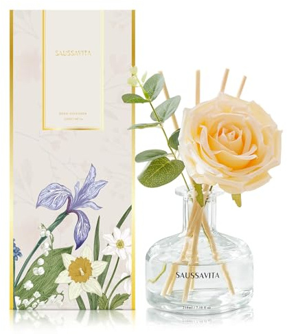 Reed Diffusers Set, 210 ml Vanilla Cream Scented Lasts up to 120 Days | Flower Diffuser with 7 Sticks, Home Fragrance for Bathroom Bedroom Living Room Decor, Air Fresheners