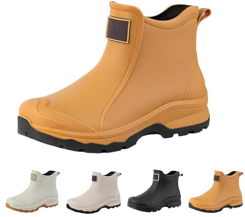 Richymfa Bottes en caoutchouc pour homme confortables, imperméables, bottines de marche, coupe-vent, basses, bottines, de pêche, confortables tronquets de jardin, résistantes, bottes rembourrées pour
