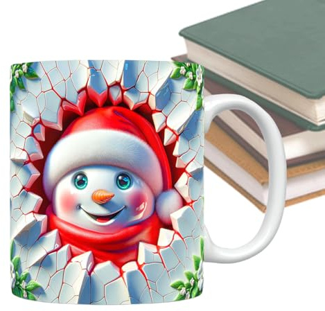 Générique Tasse Bonhomme de Neige,Tasses à Café Céramique de Noël - Vaisselle Boisson Design 3D avec pour Chocolat Thé Cadeau Fêtes