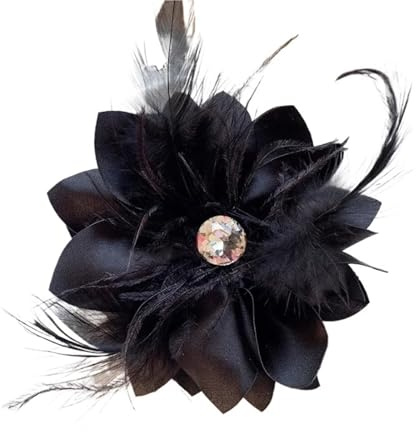 Broche Plume broscher tyg handgjorda blommor för kvinnor, fjädrar och kristaller, brudsmycken, klädtillbehör