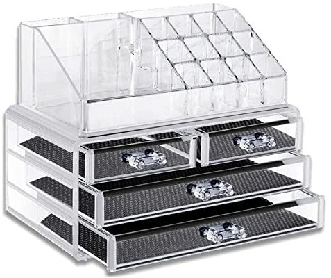 Home and Garden Products Cosmetic Organiser Drawers Clear Acrylic Jewellery Box Makeup Storage Case