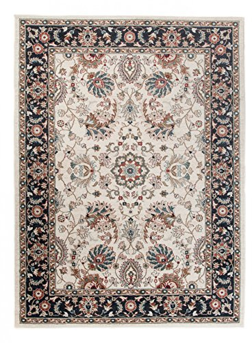 Carpeto Teppich Wohnzimmer 250x350cm Creme Stilvoll | Teppich für Schlafzimmer Esszimmer Büro Ornamente Muster Emirat Kollektion Elegant Dekorativ