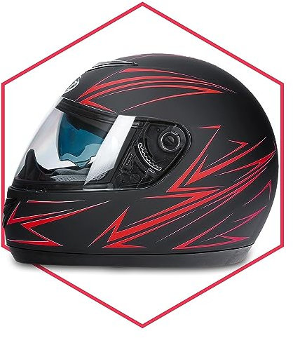 Integralhelm Mit Sonnenblende Schwarz-Rot Matt 63-64 Motorradhelm Quad Klapphelm