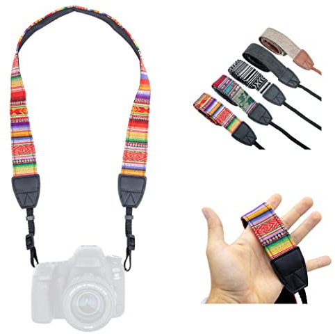 Lens-Aid Cinghia Fotocamera in Tessuto INKA – Cinturino Morbido e Vintage da Collo (100 cm), per DSLR, Mirrorless, Analogiche – Stile Retrò, Diversi Motivi e Colori Unici