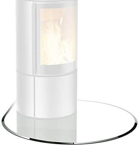 BIJON Glasplatte Tropfenbogen für Kaminofen mit Dichtlippe, Glasbodenplatte - Funkenschutzplatte Glas mit Facettenschliff, Kamin Hitzeschutz, ESG Sicherheitsglas 100 x 100 cm x 6 mm