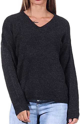 ONLY Onlcamilla V-Neck L/S Pullover Knt Noos Suéter pulóver, Gris Oscuro, L para Mujer