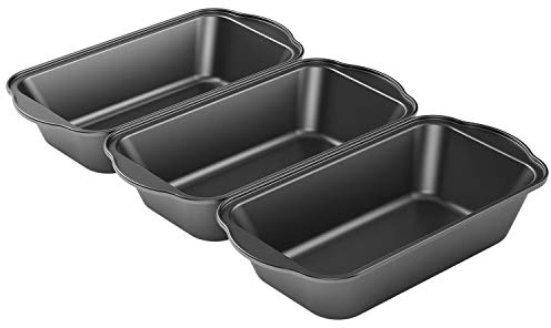 Tiawudi 3 Pack Nonstick Carbon Steel Baking Bread Pan, Large Loaf Pan, 9 1/2 x 5