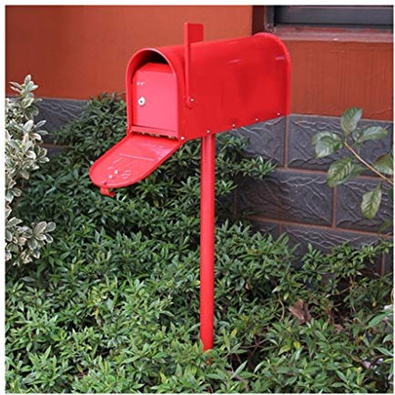 KONGY Briefkasten, Stehend Im Freien Galvanisierter Stahl Wetterfest Post Box Abschließbar Amerikanischer Stil Zeitung Letterbox Letterbox (Farbe : Rot)