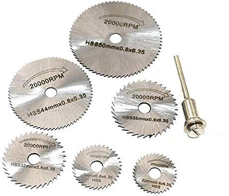 HNGEO Easy to use 6 Pcs HSS Metal Circular Saw Disc Wheel Blades Cut Off Drill Rotary Tools Fine Precision Cuts For Small Cut Off Jobs Ideal for in softwood, hardwood,