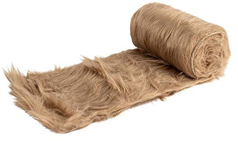 Idéer med hjärta konstpäls-band | pälstyg | 12 cm bred | 2 m lång | perfekt för pyssel, sömnad, dekoration | bordslöpare (ljusbrun)