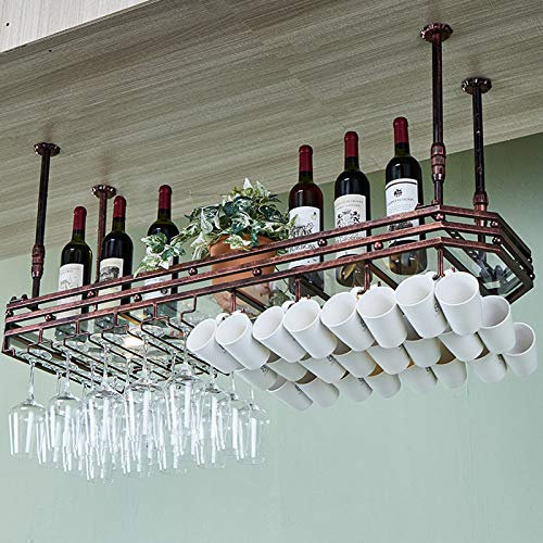 MYAOU Glasregalhalter Deckenmontierte Weinregal Glasvitrinen Wein Champagner Becherhalter Retro Style Barregale (Bronze, Schwarz)