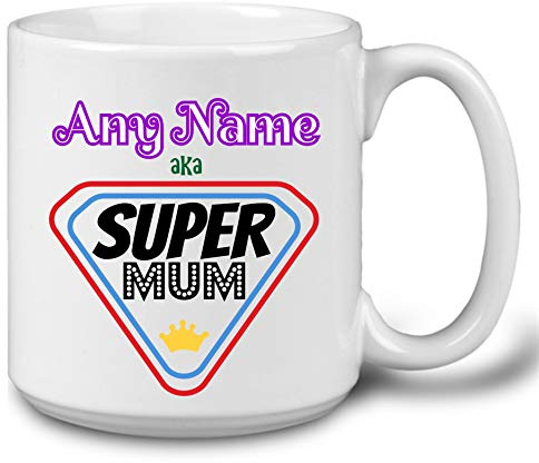 GOPERSONALISED Gifts for Mum - Personalised Jumbo 20oz Super Mum Mug Coffee Cup - Great Mummy Mum Gifts for Mother’s Day Birthday Christmas from Son Daughter Husband