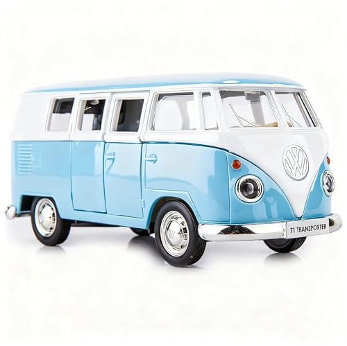 TGRCM-CZ 1/36 Scale Bus Casting Car Model, Zinc Alloy Toy Car for Kids, Pull Back Vehicles Toy Truck for Toddlers Kids Boys Girls Gift (Blue)