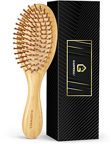 Bamboo Hair Brush for Hair Growth, Natural Bamboo Bristles Detangling Wooden Paddle Hairbrush for Massaging Scalp, for Women Men and Kids, for All Hair Types, with Ergonomic handle