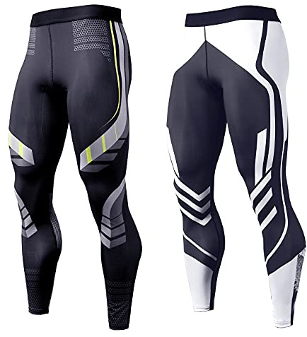 OEBLD Compression Pants Men UV Blocking Running Tights 1 or 2 Pack Gym Yoga Leggings for Athletic Workout