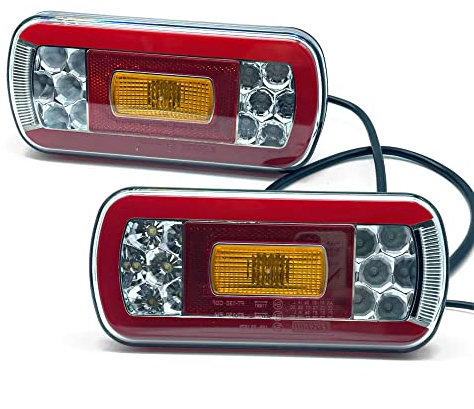 DOJA Barcelona | Fanali Posteriori Rimorchio LED | Fanali Rimorchio Rotondo 6 Funzioni | Luce di Posizione, Luce Freno, Indicatore LED, Luce Targa, Fendinebbia/Retromarcia | Fari Posteriori Trattore