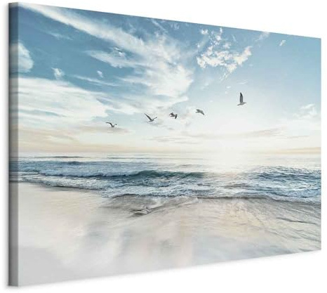 murando - Akustikbild Meer Vögel Möwen, 90x60 cm, 1-teilig, Schallschutz | Verbessert Raumakustik, reduziert Hall, ideal fürs Büro oder Wohnzimmer, hochwertige Verarbeitung, schnelle Montage, stilvoll