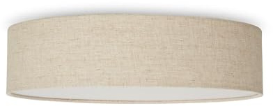 meineWunschleuchte Runde Deckenleucht mit Stoff Lampenschirm aus Leinen & satinierter Abdeckung, Ø 40 cm