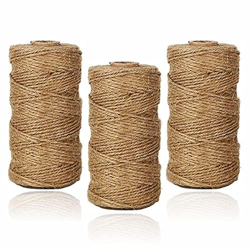Natural Jute Twine Thick Twine String Rope String For Crafts Gardening Ideal For Packing Bakery Boxes Wrapping Vintage Style Gifts Handy Essential For Arts And Crafts Brown (Pack Of 3)