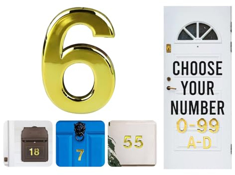 Numéros de porte dorés à coller, lettres A, B, C, D, 7,6 cm, pour portes, boîtes aux lettres, chambres d'hôtel (6)