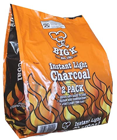 Instant Light Lumpwood Charcoal Bags - 2x1kg BBQ Instant Coal Bags quick and easy to use. Perfect for Outdoor Barbecues, Camping BBQs, Picnic with Topline Card.