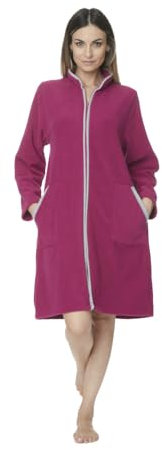 Nadia - Vestaglia da Donna Invernale in Pile Operato, Lunga con Zip e Tasche - 100% Made in Italy (Bordeaux, XL)