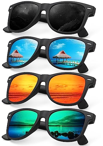 Occhsouo Polarized Sunglasses Womens Men - Sun glasses Fashion Trendy Driving Fishing UV Blocking UV400 Protection (A1-black+blue+orange+green)
