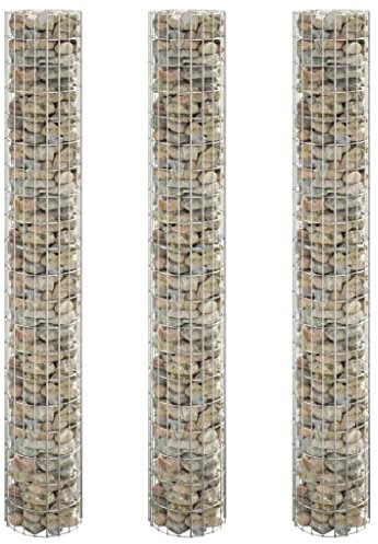 WIFESE 30x200 cm 3 Stück Gabionen Hochbeet Rund Gabionenkorb Pflanzkasten Gabionenwand Gabionen Zaun Steinkorb Gabione Gabionensäule Steingabionen Gabionenkörbe Gabionen Pflanzkorb Verzinktes Stahl