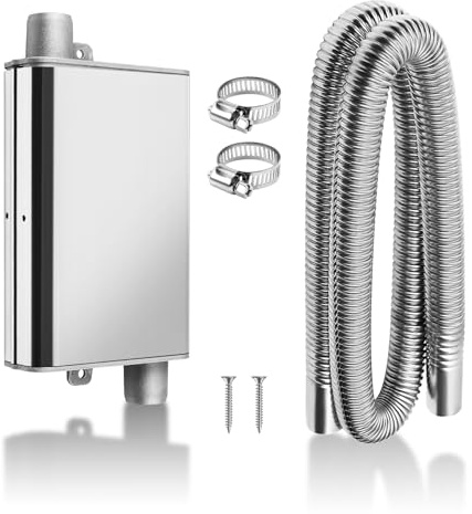 MaxEarn 120cm Stainless Steel Diesel Heater Exhaust Pipe+Upgraded Muffler | Air Diesel Heater Exhaust Pipe with 2 Clamps, Auto Parking Auxiliary Heater Accessories for Diesel Gas Vent Hose Heating