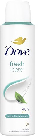 Dove Fresh Care Anti-Perspirant Aerosol Women's Deodorant Spray with ¼ moisturising cream for 48 hour sweat and odour protection 6x 150 ml