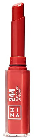 3INA MAKEUP - The Color Lip Glow 244 - Rojo - Labial Hidratante Rojo con Manteca de Karité para Nutrir los Labios - Barra de Labios Brillo - Bálsamo Alta Pigmentación Vegan - Cruelty Free