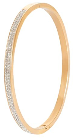 Manfnee 4mm Bracelet à Manchette Acier Inoxydable avec Zircon Cadeau Saint-Valentin Fille Femme Mère