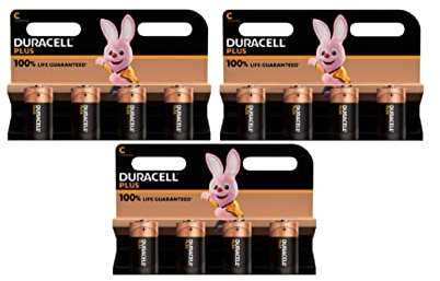 12 x Duracell C Plus LR14/MN1400 Alcaline (3 ampoules de 4 batteries) 12 piles