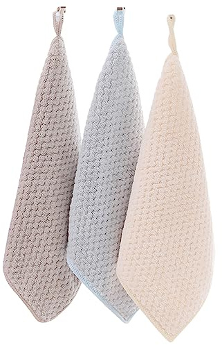 Pasdrucn 3 asciugamani per le mani, asciugamani per bagno, asciugamani da cucina con occhiello per appenderlo, asciugamani per ospiti, asciugamano da cucina con anello per appendere piccoli
