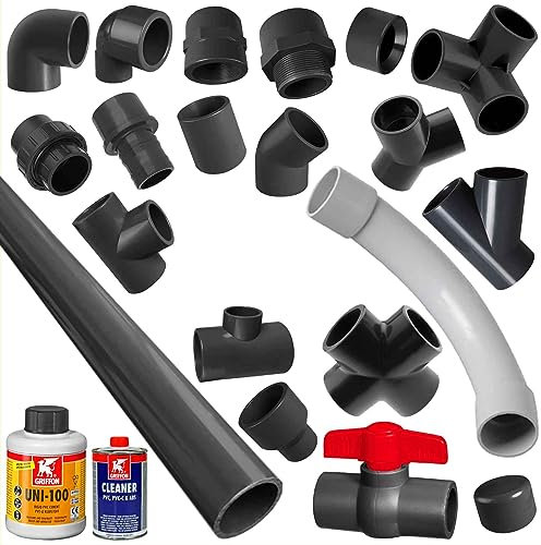 Klebe Fitting Doppel Muffe aus Kunststoff für 20mm PVC Rohr Außendurchmesser i-i 2 Muffen zum Verkleben Druck PN16 Bar Anschluss Verbinder Stück Kupplung Hülse