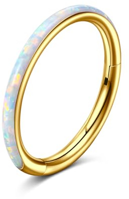 AVYRING Opal Nasenring, 316L Chirurgenstahl Septumring, Vielseitiger Septumpiercingschmuck für Conch, Rook, Knorpel, Tragus und Helix Ohrringe 20G 18G 16G