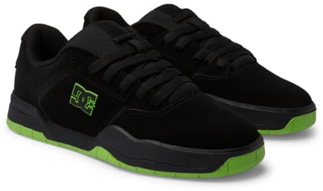 DC Shoes Central - Scarpe in Pelle per Uomo, Nero Verde Lime, 40 2/3 EU